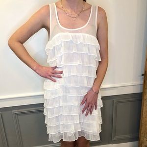 NWT Aerie Ruffle Sheath Layered Ruffle Tank Dress White Size L